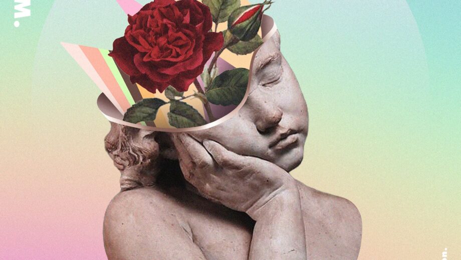 Artwork of a girl with a red flower in her hair