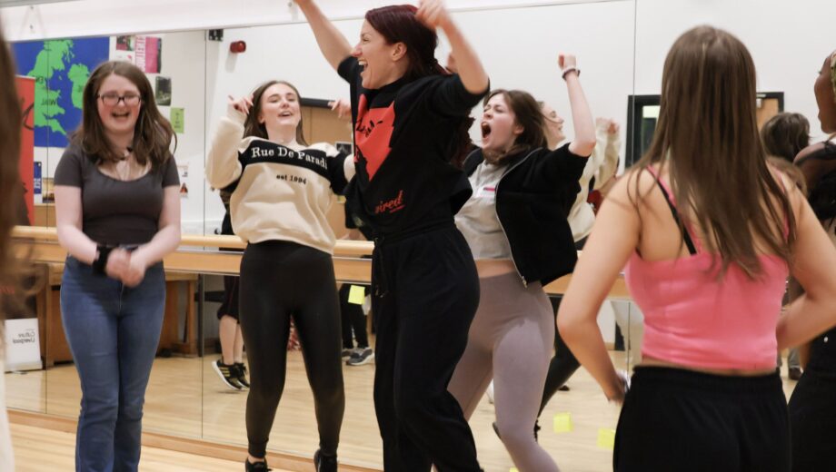 Group of Performing Arts students taking part in a workshop