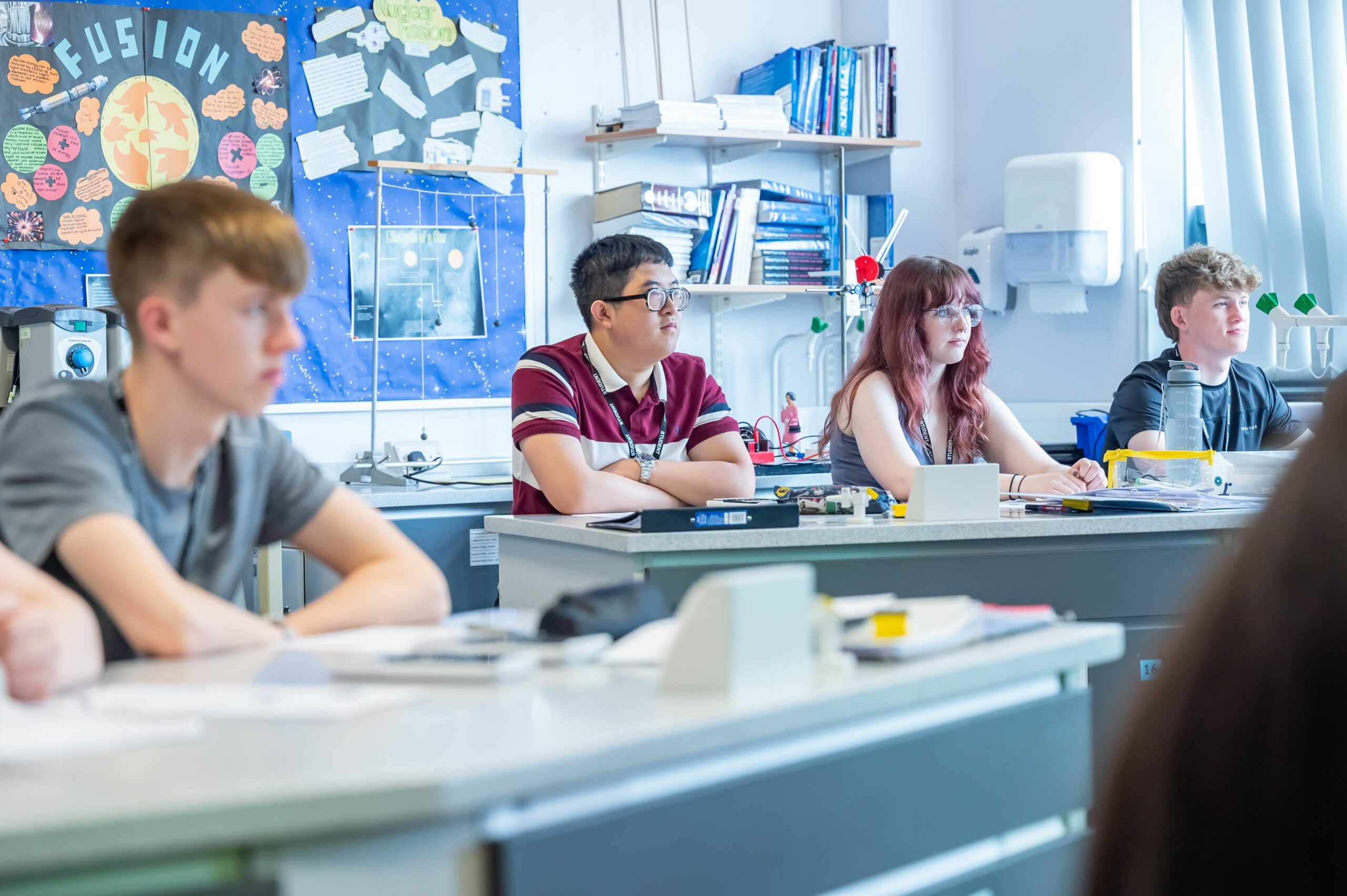 Physics students in the classroom.