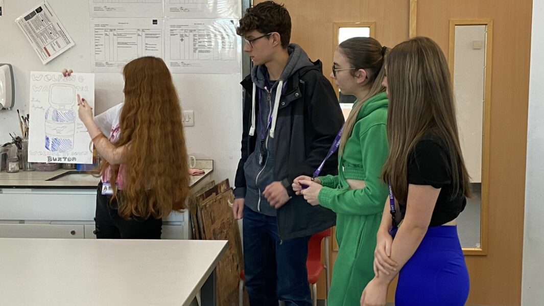 Students taking part in LCC workshop in Art department at Carmel