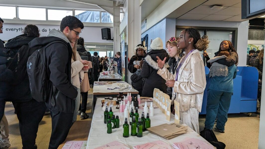 students at Carmel xmas market