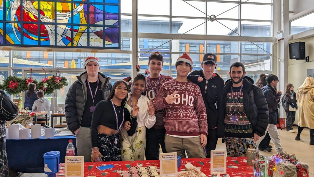 students at Carmel xmas market