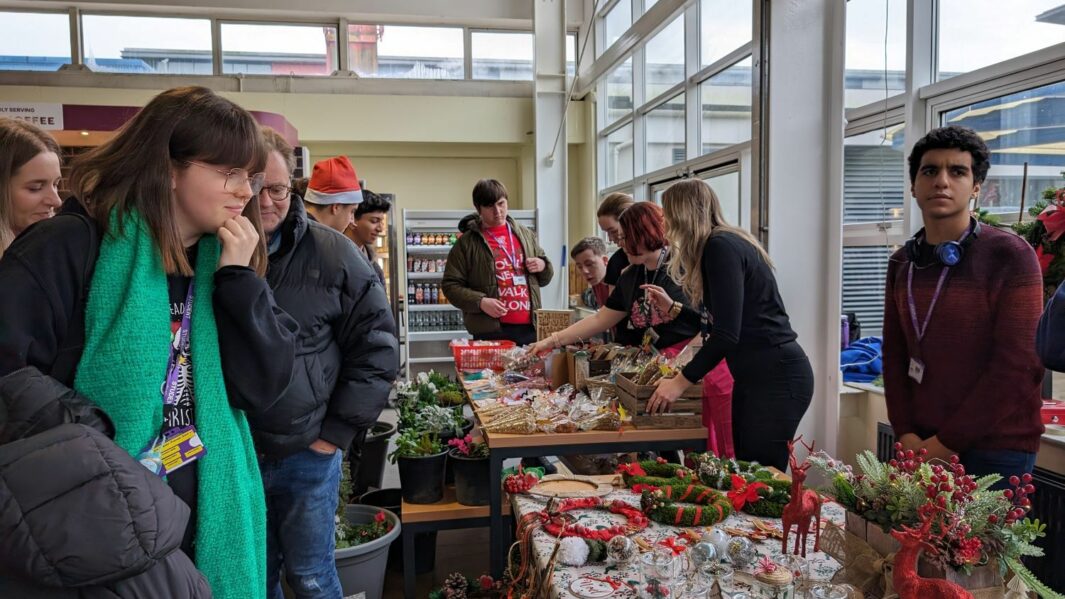 students at Carmel xmas market