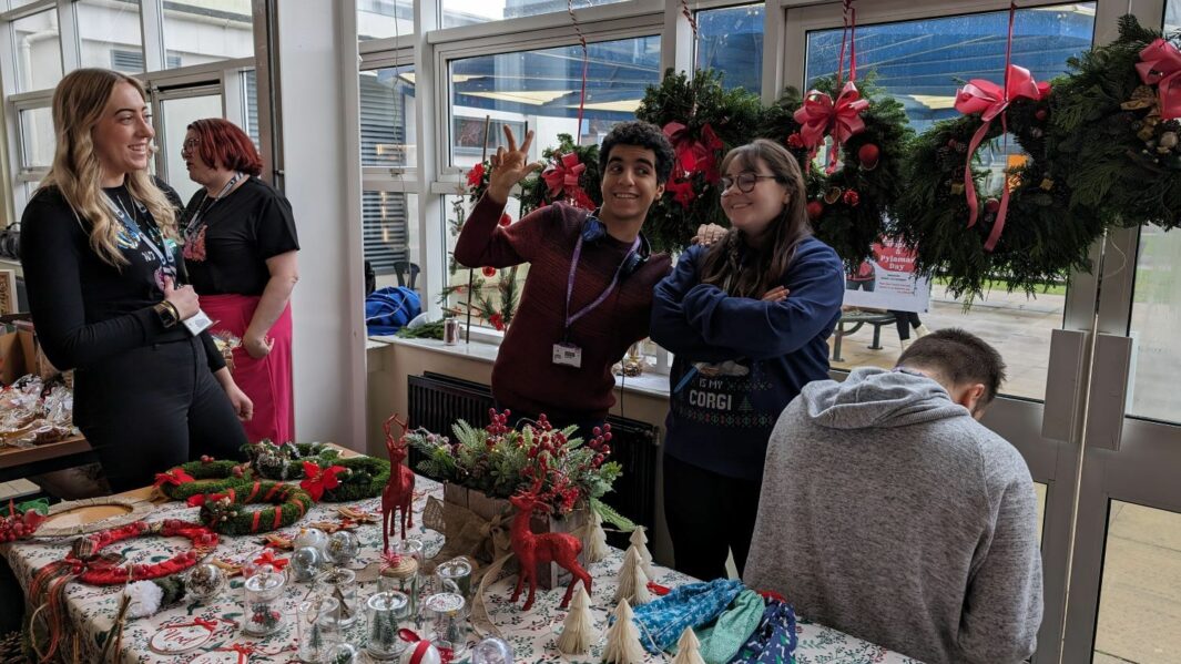 students at Carmel xmas market