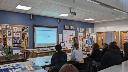 Fox Irving visits Carmel Art & Design students to discuss House of Glass collaboration project