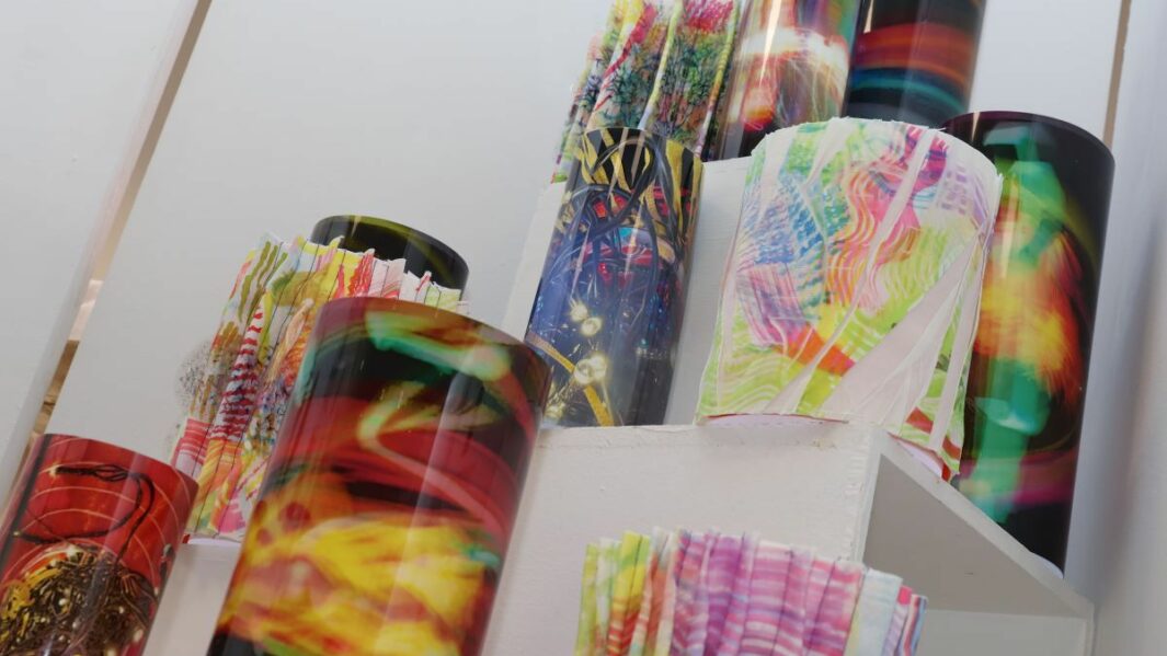 UAL Art exhibition in Chaplaincy. Artwork on display