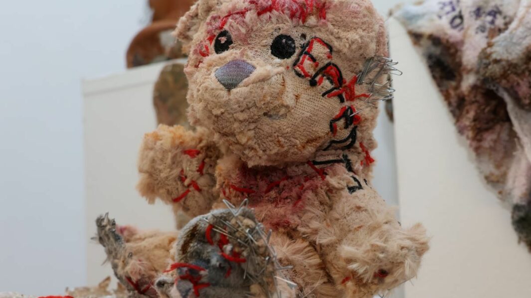UAL Art exhibition in Chaplaincy. Artwork on display