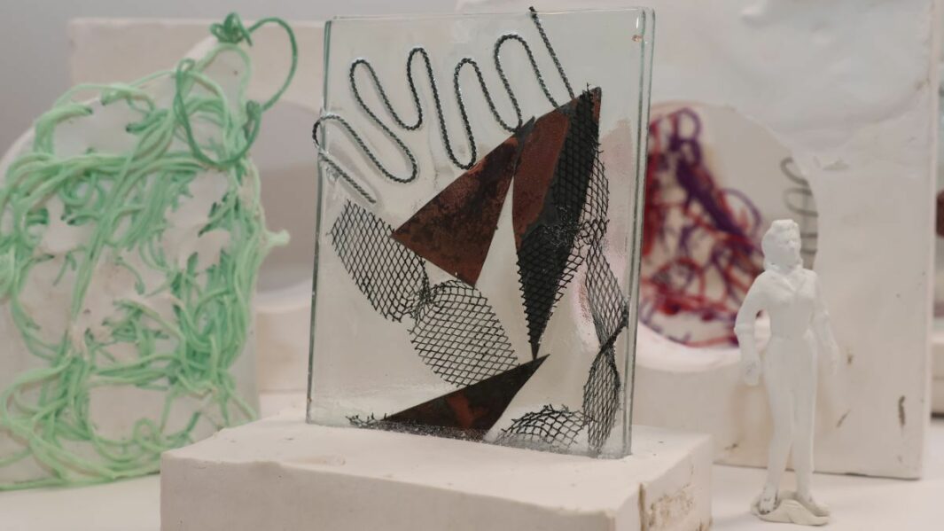 UAL Art exhibition in Chaplaincy. Artwork on display