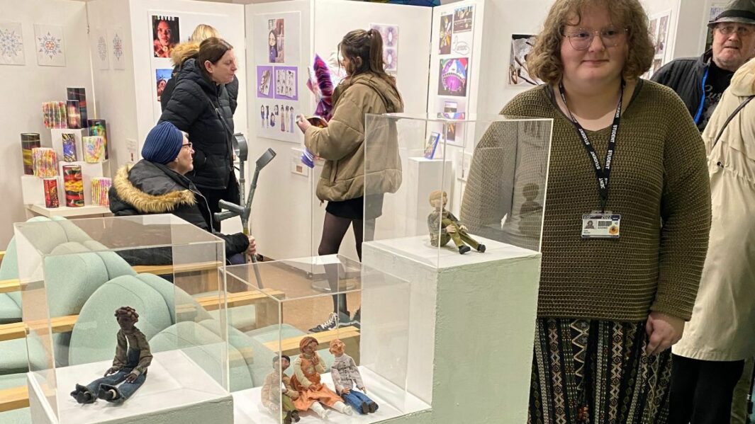UAL Art exhibition in Chaplaincy. Artwork on display