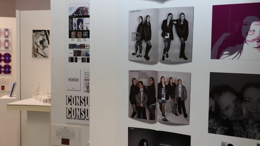 UAL Art exhibition in Chaplaincy. Artwork on display