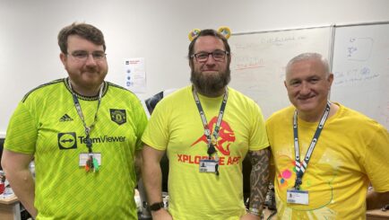 IT staff wearing bright colours for children in need