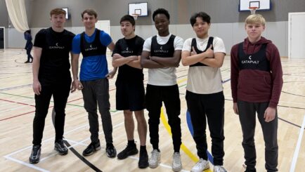 Students in a sports hall at LJMU