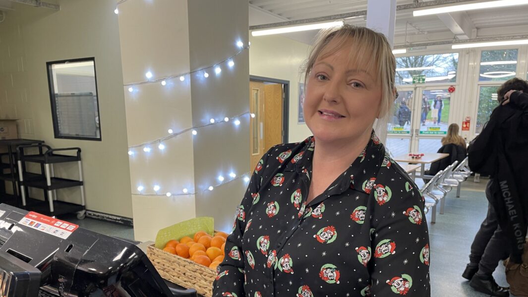 Catering staff wearing a xmas jumper