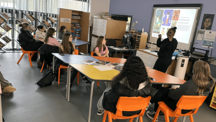 Lorraine Wirecko-Brobby attends Carmel College as part of Inspire Me workshop for Art & Design students.