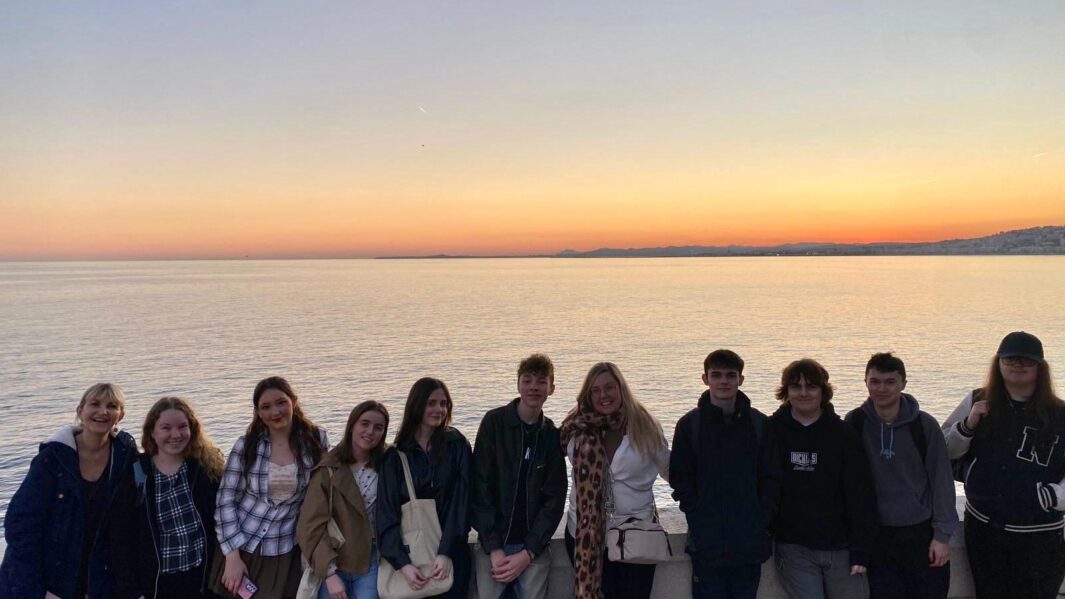A group of students on the beach in Nice