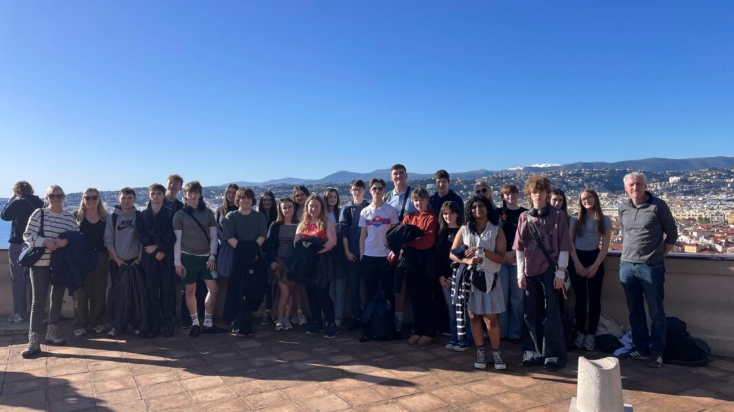 A large group photo on the French trip in Nice