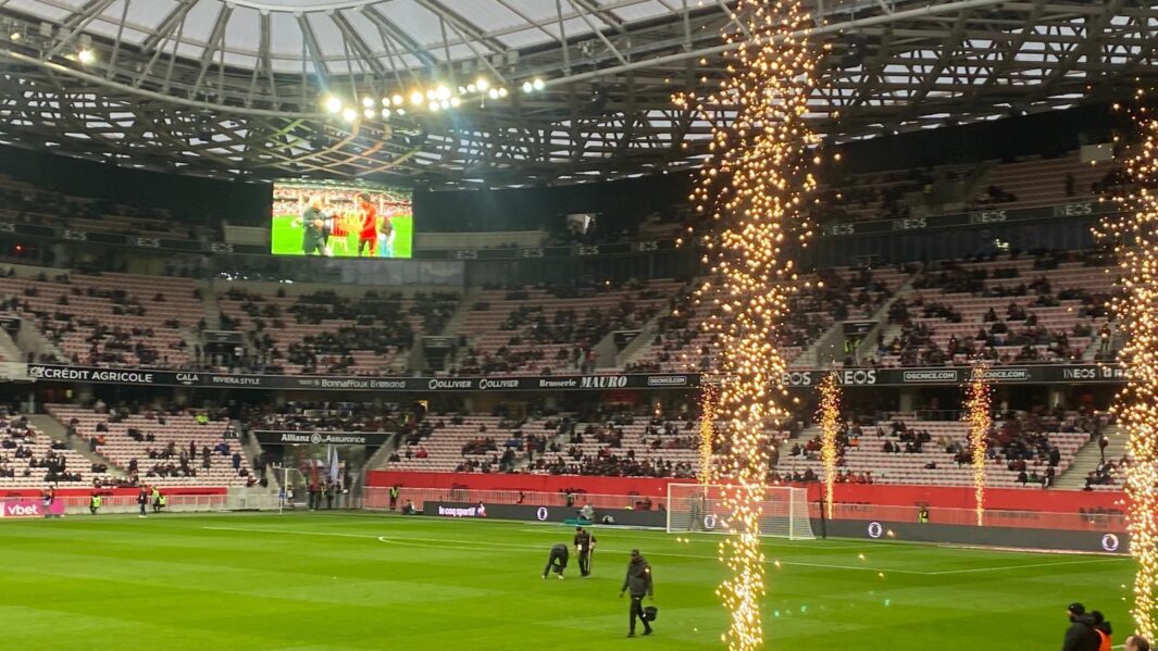 A photo of a football stadium in Nice, France