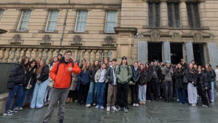 Students outside a gallery in Liverpool