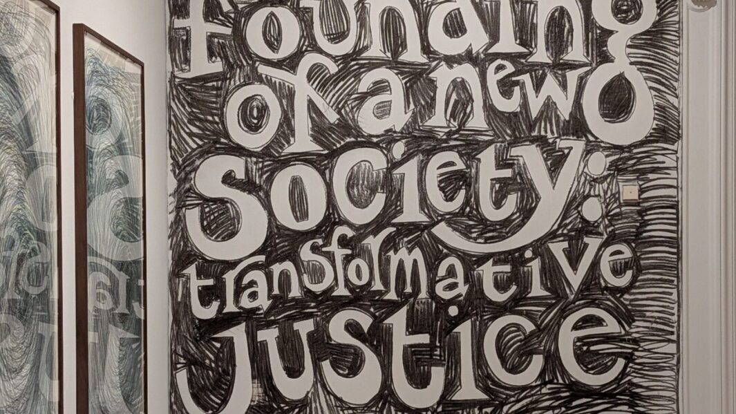 artwork on display in Liverpool which includes wording about Abolution