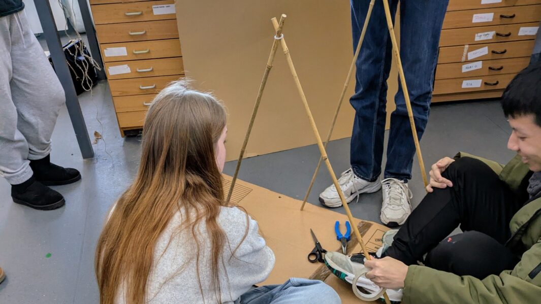 students in class working on architect projects