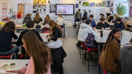Image of students sat in an art workshop by PLACED