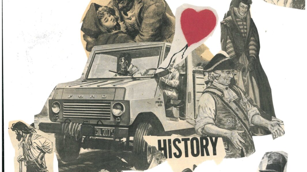 artwork of a gorilla on a tank and other historical figures