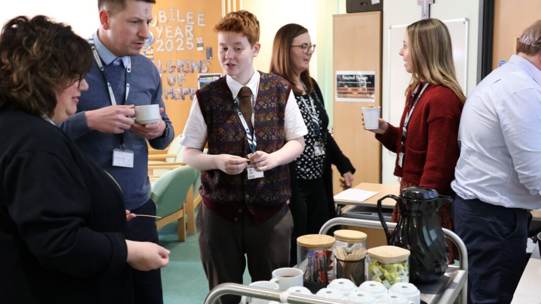 students and staff getting refreshments in the chaplaincy