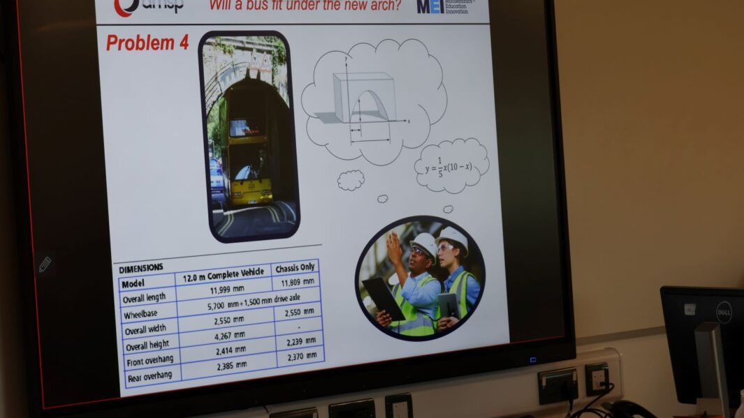 Image of a maths problem on a white board screen