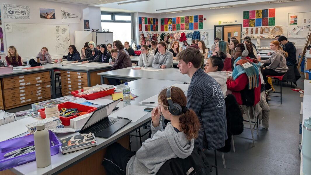 Art students in class at a workshop