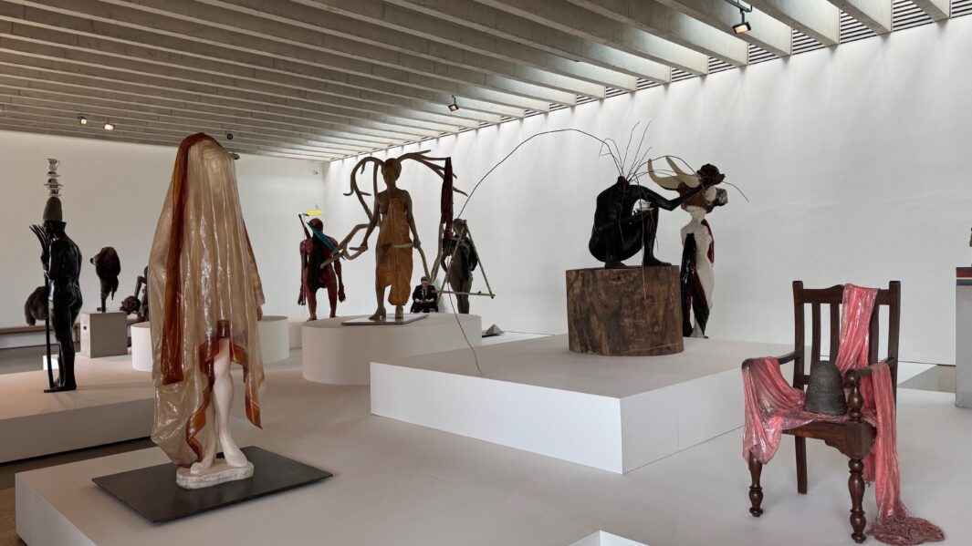 various art sculptures with in a gallery