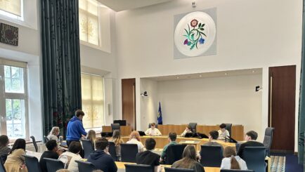 Students sat inside the Supreme Courts