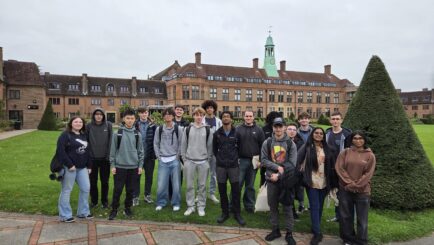 A group of students outside Liverpool Hope University