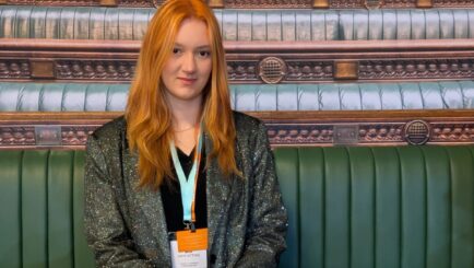 Photo of Carmel student Anja Gocesvska at the House of Commons