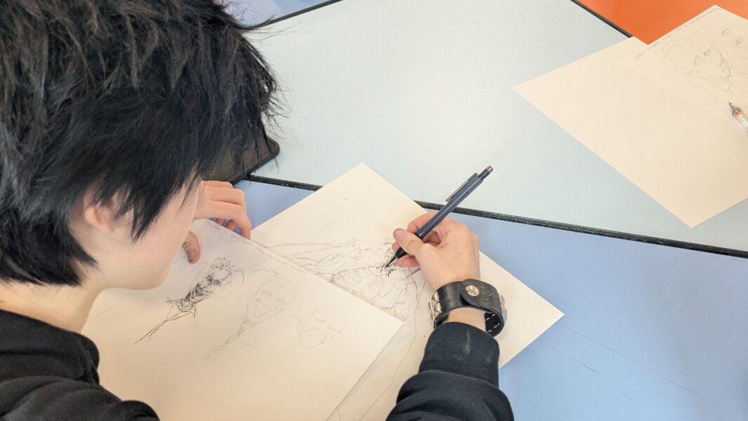 A female student taking part in a workshop