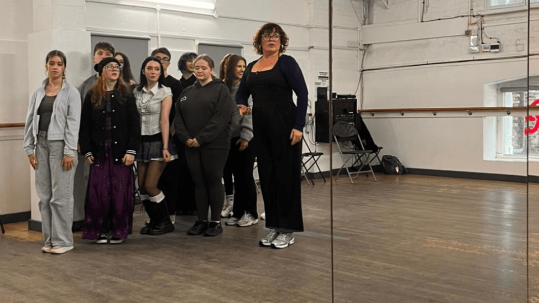 A mixed group of students at Pineapple dance studios in London