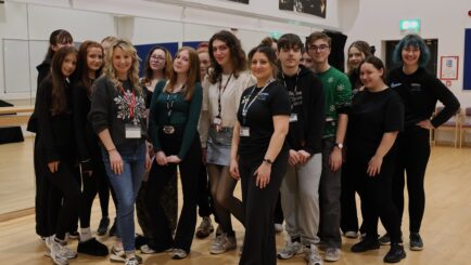 performing arts, class image, featuring teacher Manny and Carley Stenson