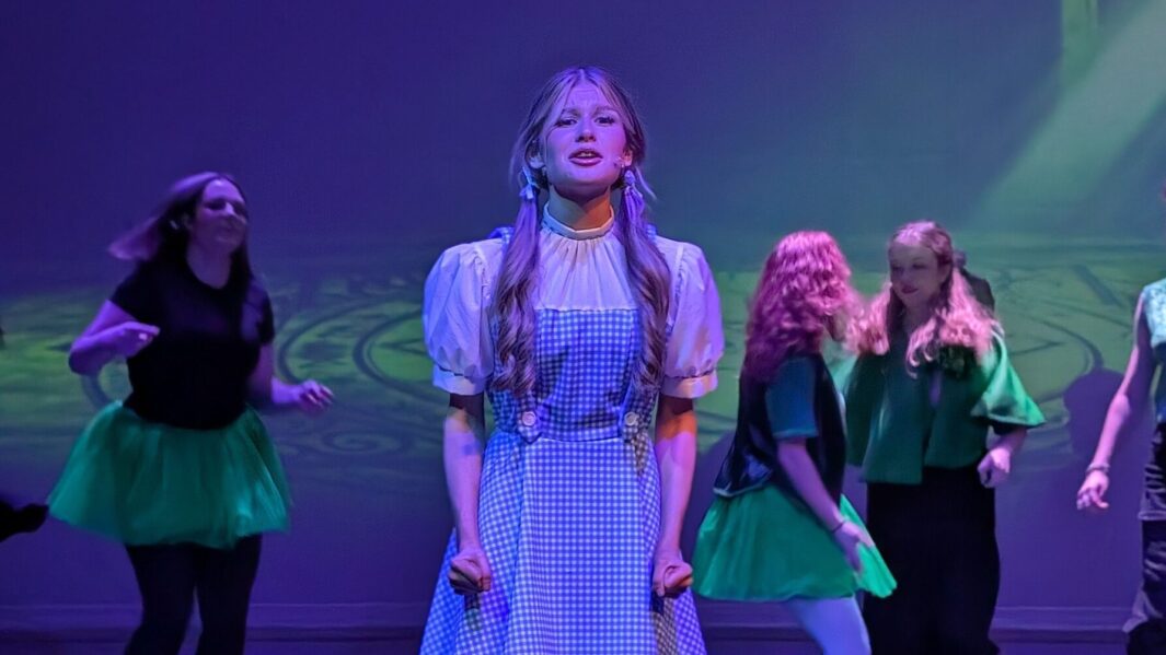 Student dressed as Dorothy from Wizard of Oz with other students in the background