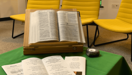 The bible placed on a stand in the chaplaincy