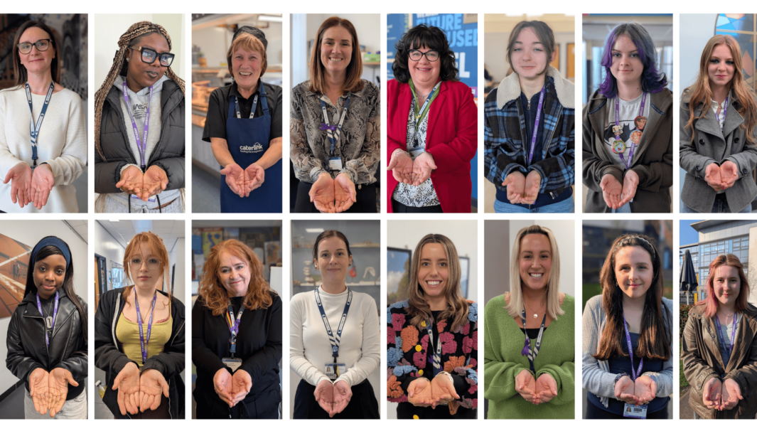 IWD collage of photos of women and girls doing the give to gain pose