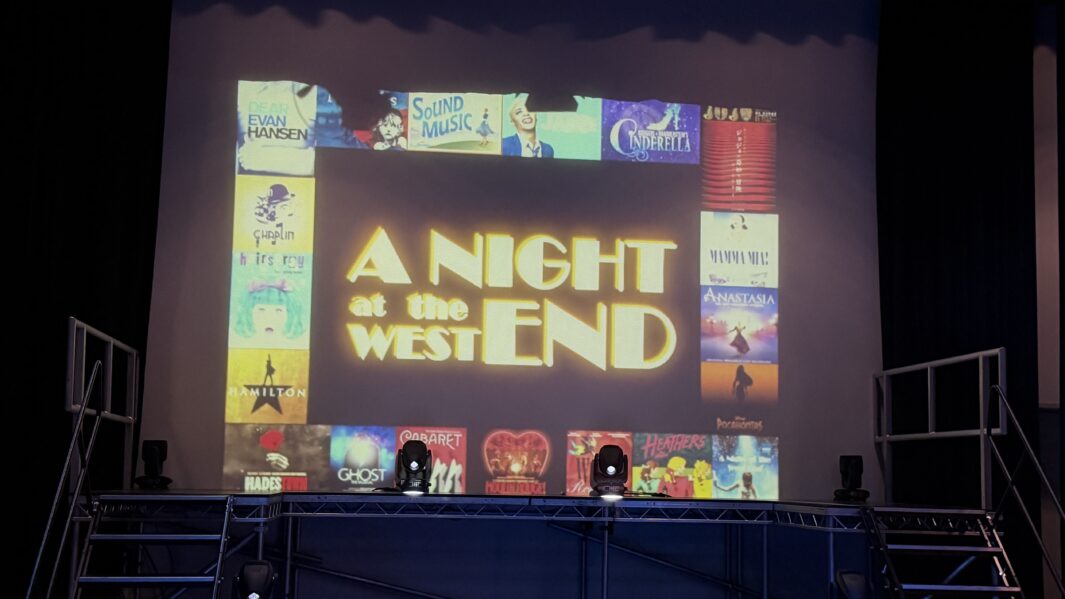 the night at the west end stage set up and backdrop