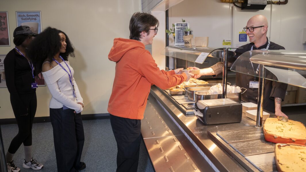 Students getting food at the Carmel College canteen