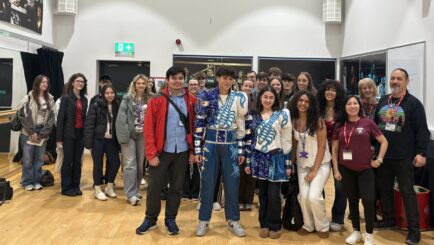 A large group of Spanish students doing a workshop with Luma Creations