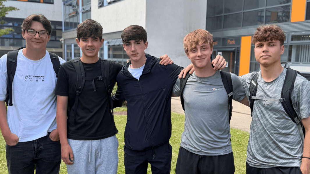 Group of boys in the courtyard at carmel