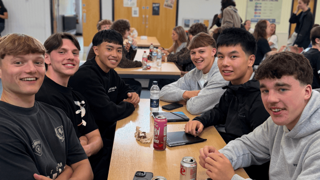Group of boys in the cafe at carmel