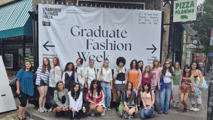 the fashion students stood outside the GFW show