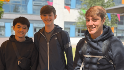 Group of boys in the courtyard at carmel
